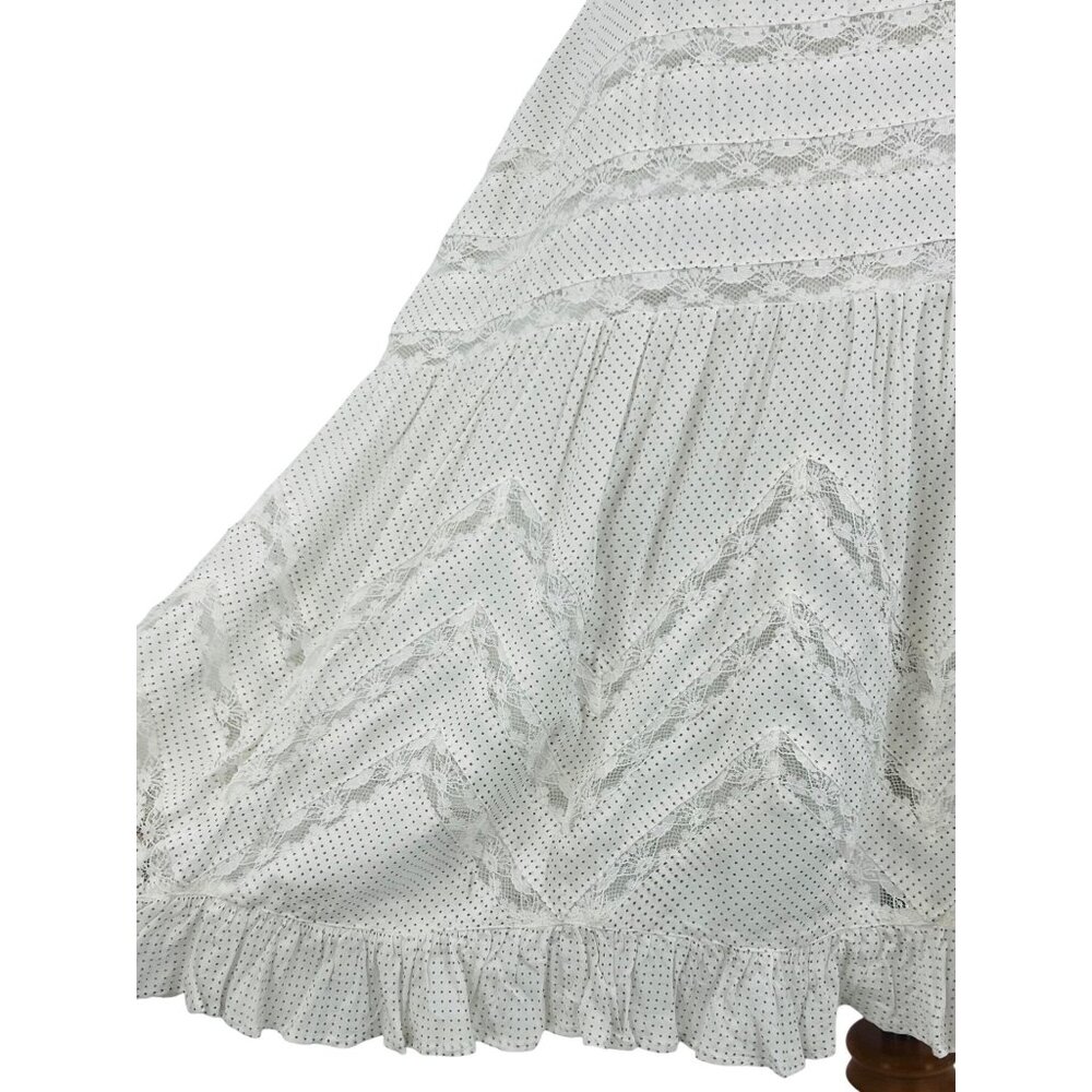 Free People White Voile & Lace Trapeze Slip Dress | Boho Cottagecore Grunge M - Picture 9 of 16